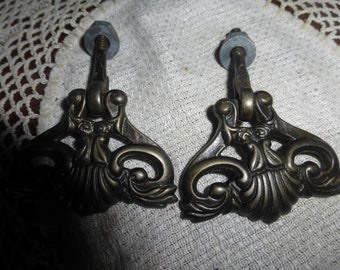 Two Vintage Antique Victorian Iron Drawer Pulls 12822 A