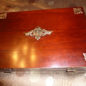 Vintage Antique Ornate Wood Silverware Storage Chest Box 120121 A