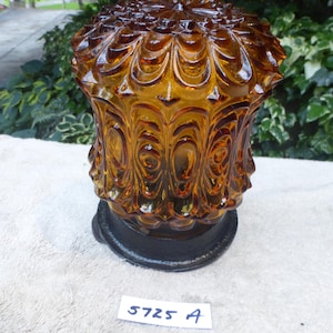Vintage Antike Gusseisen Bernstein Glas Veranda Leuchte 5725 A