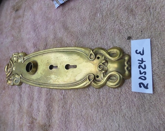 Vintage Antique Brass Nouveau Entry Front Door Plate 2524 E
