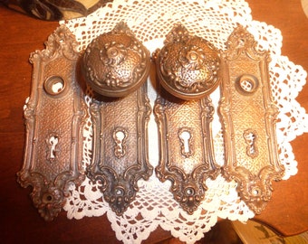 Antiguo vintage Y&T Juego de herrajes para puertas 121819 V