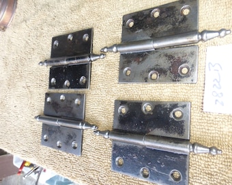 4 Vintage Antique Cast Iron Victorian 3.5x3.5 Steeple Finial  Hinges 2822 B