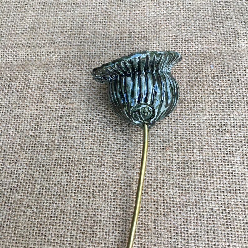 3 Ceramic Poppy Seed Heads 3 Single Decorative Stems for a Etsy