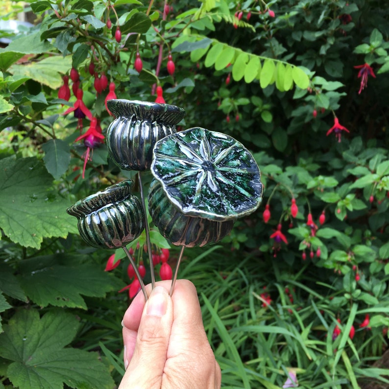 3 Ceramic Poppy Seed Heads 3 Single Decorative Stems for a Etsy