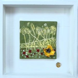 poppy and cornfield tile artwork - framed designer tile for home decor