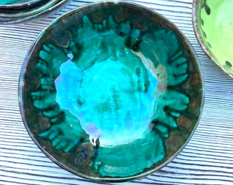 Handmade Emerald Green Pottery Bowl: Ceramic Trinket Dish