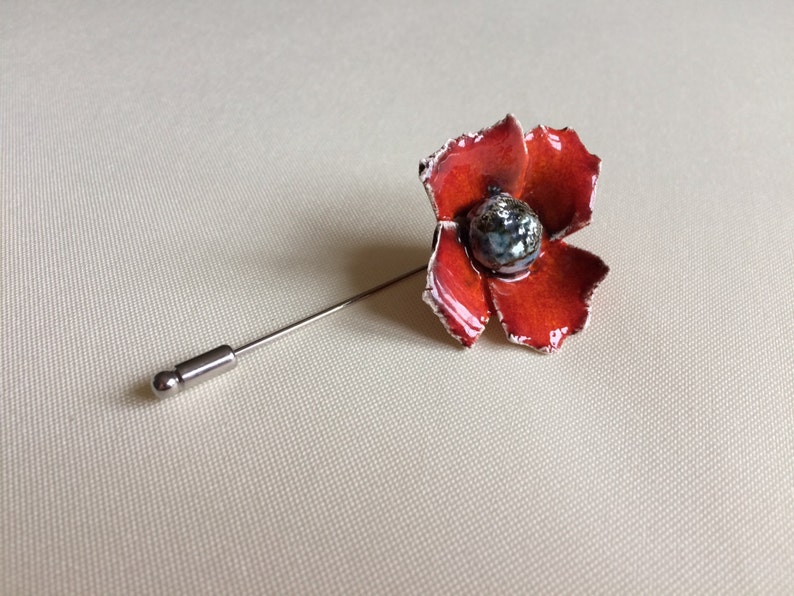 Red Poppy Pin Flower Brooch Handmade Ceramic Poppy Lapel Etsy UK