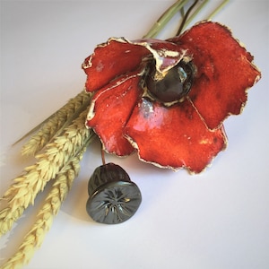 Flower gift - red handmade ceramic Poppy,  Mother’s Day, anniversary,  birthday or remembrance gift