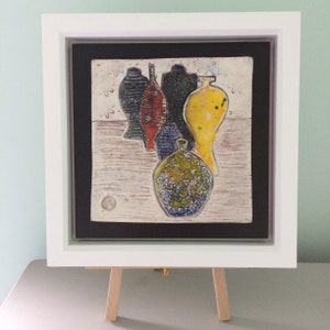 Handgemachte Keramikvase Fliesenkunst: Mid-Century Modern Wall Decor