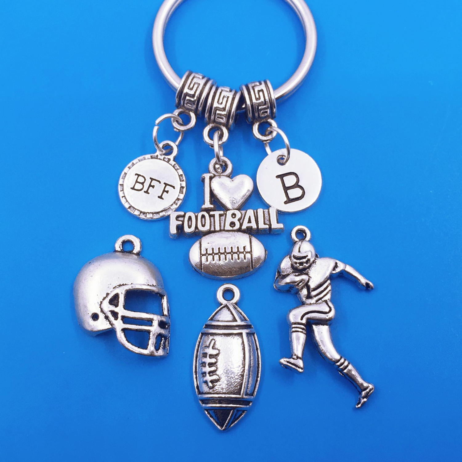 Football Keychain Football Keychains Best Friend Keychains Etsy