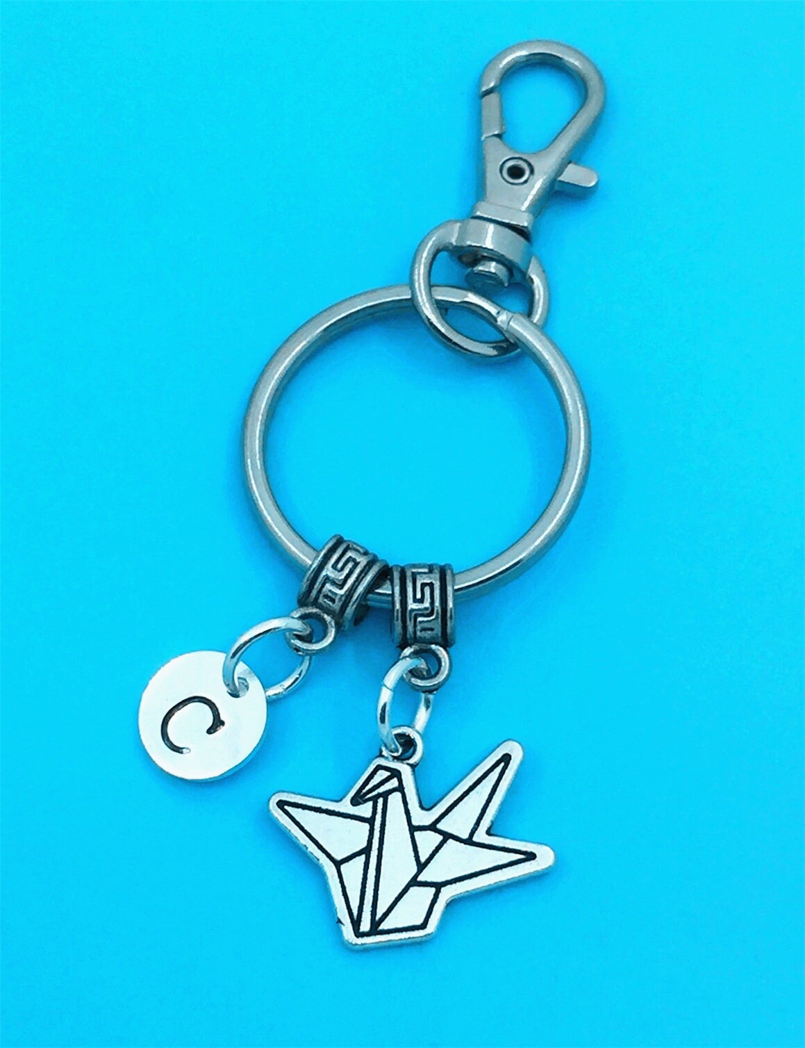 Paper Crane Keychain Paper Crane Key Chains Custom Any Charm Etsy