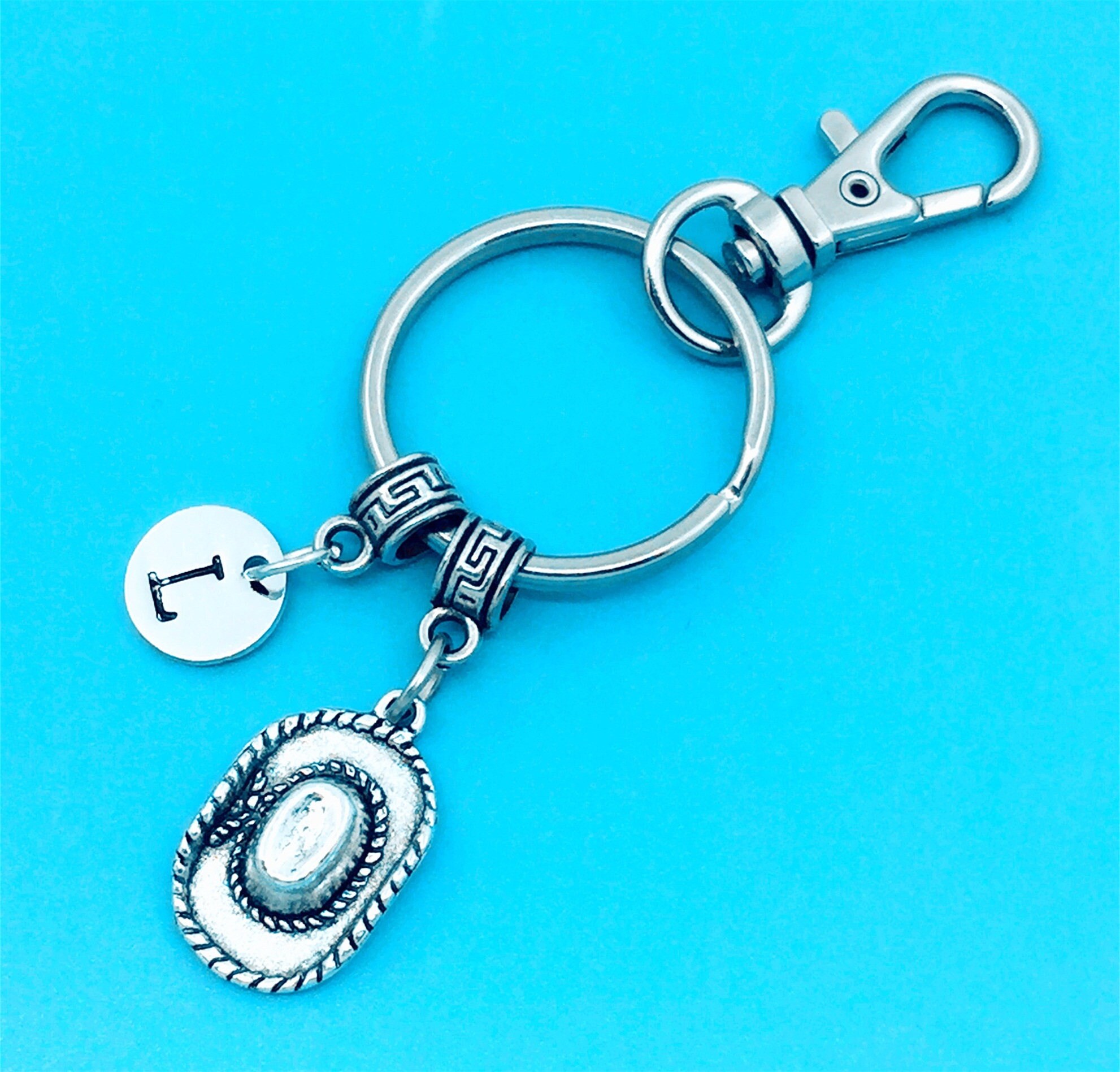 Cowboy Hat Keychain Cowboy Hat Key Chains Custom Any Charm Etsy