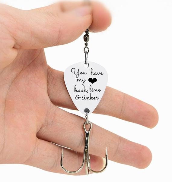Custom Personalized Fishing Hook You Have My Heart Hook Line Sinker Engraved Fishing Lure Custom Any Phrase Engraved Lure Hook For Dad