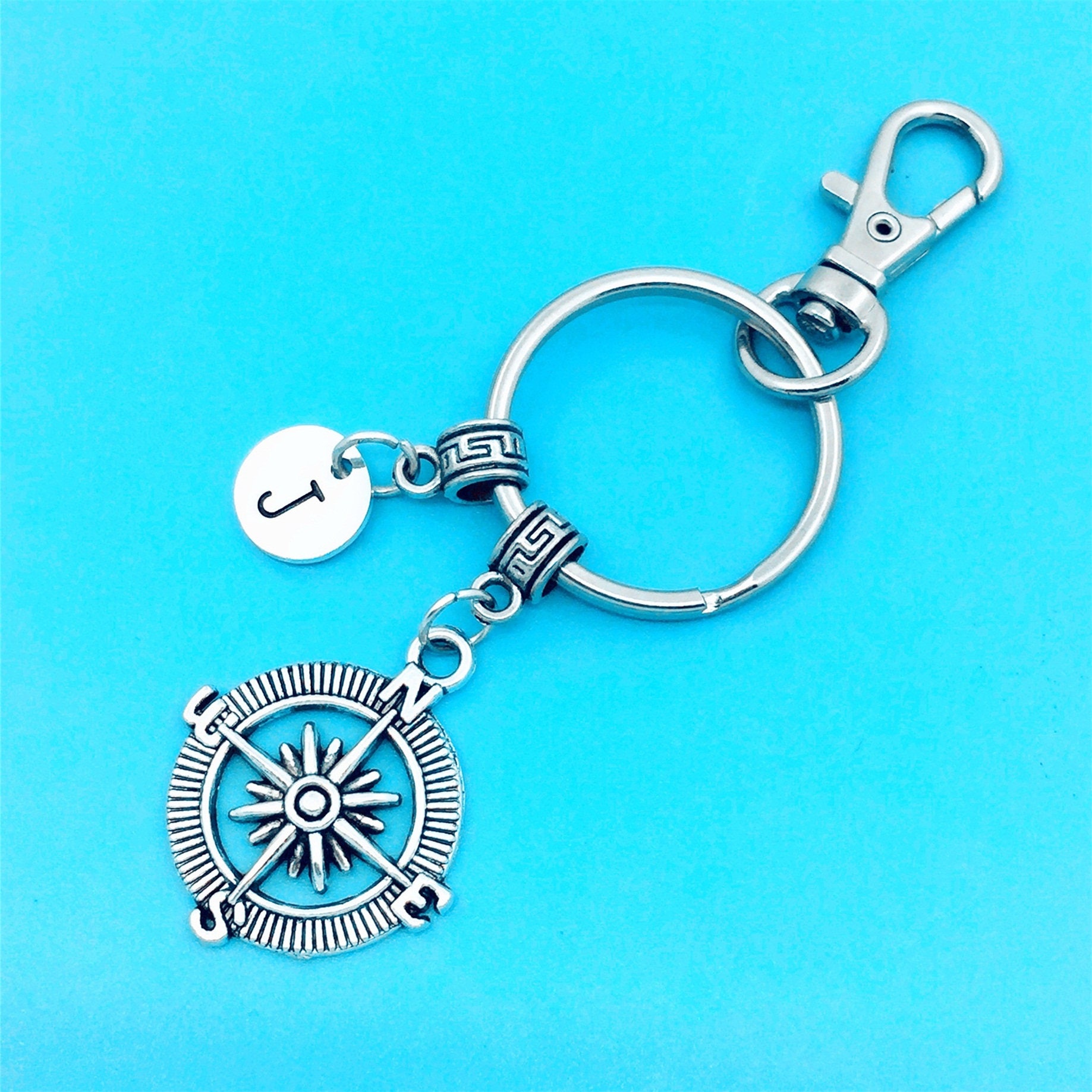 Compass Keychain Best Friend Keychains Compass Keyrings Etsy
