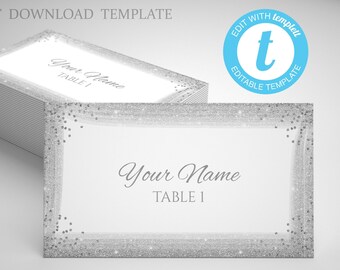 Pack of 50 Silver Colour Wedding Place Cards XPPC08 