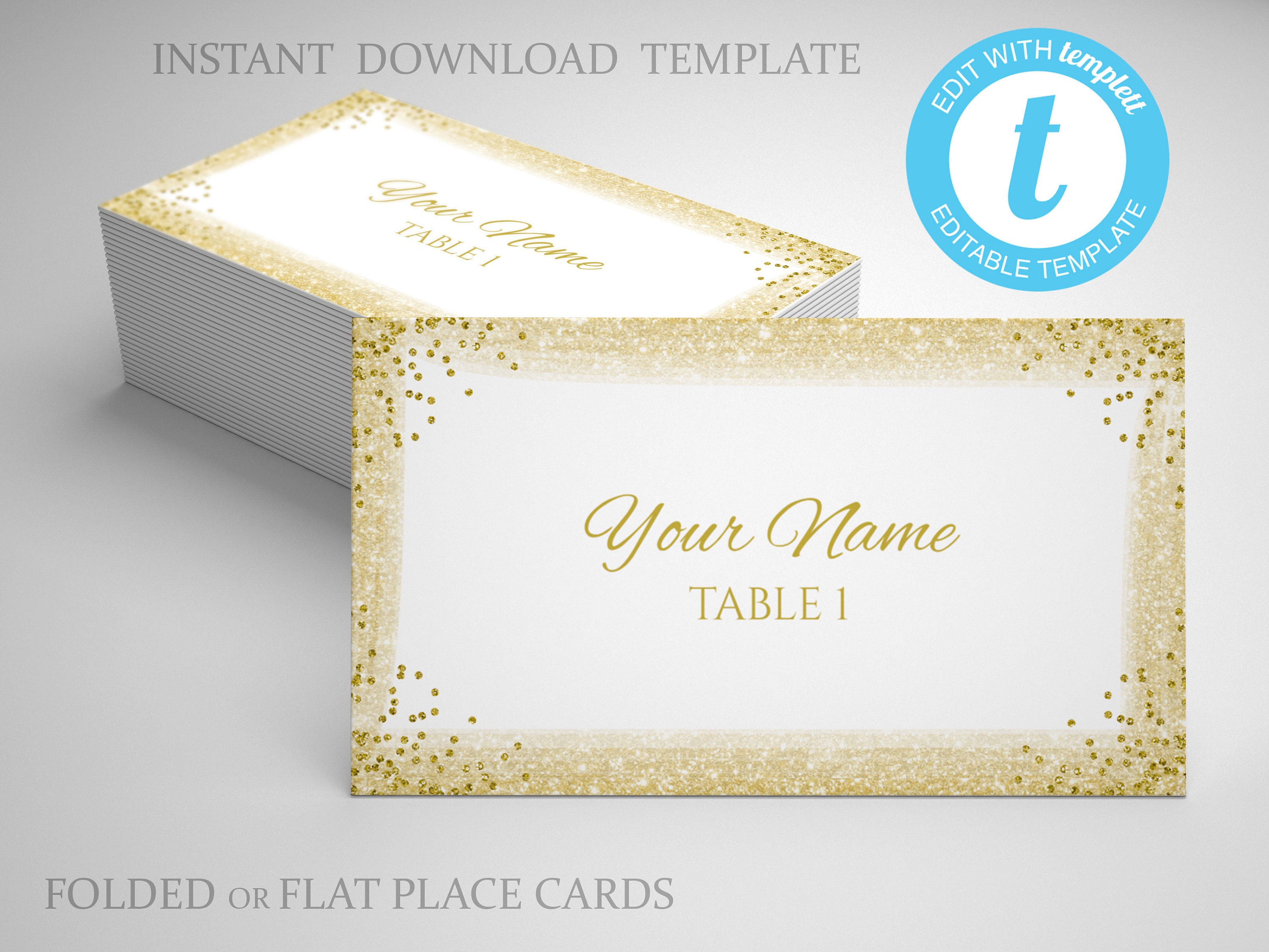 Gold Place Card Template Wedding Place Cards Editable Place - Etsy Ireland