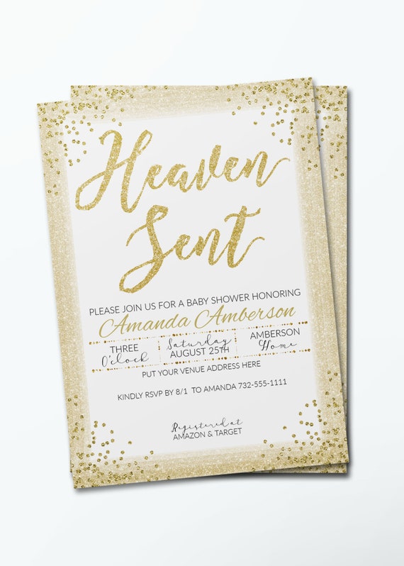 free heaven sent baby shower invitations