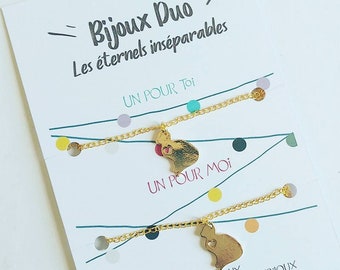 Two golden cat necklaces - DUO jewels, the eternal inseparable