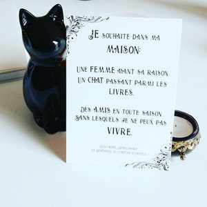Carte postale "Je souhaite dans la maison" Guillaume Apollinaire