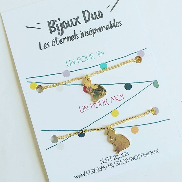 Deux colliers Chat doré - Bijoux DUO, les éternels inséparables.