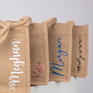 Bridesmaid beach jute bag , personalized burlap shoulder bag , custom tote bag image 2