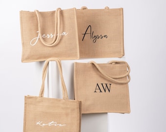 Personalized Burlap Tote Bag, Bridesmaid Gift