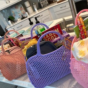 Girls Birthday Party Gifts, Custom Jelly Beach Tote Bag, Little Girls Purse Retro Bag