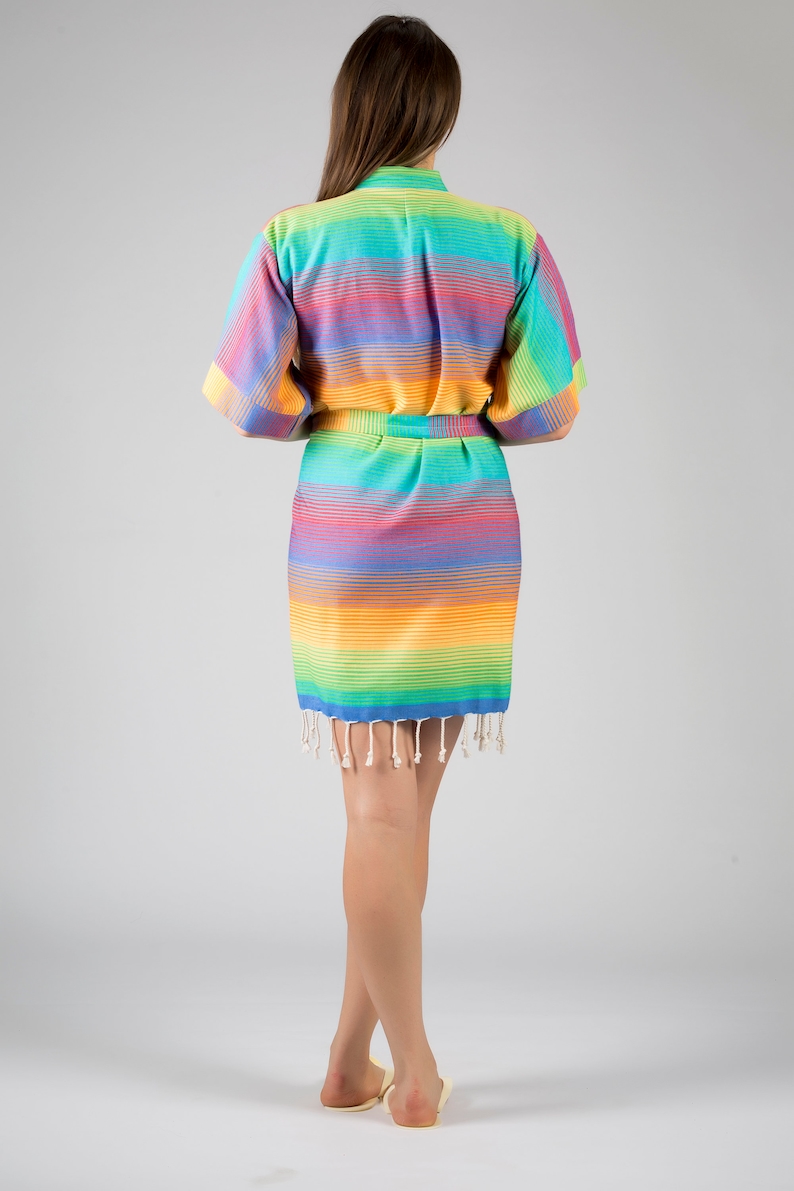 Colourful Robe Rainbow Cotton Bridesmaid Robe, Bridal Party Gift - Etsy