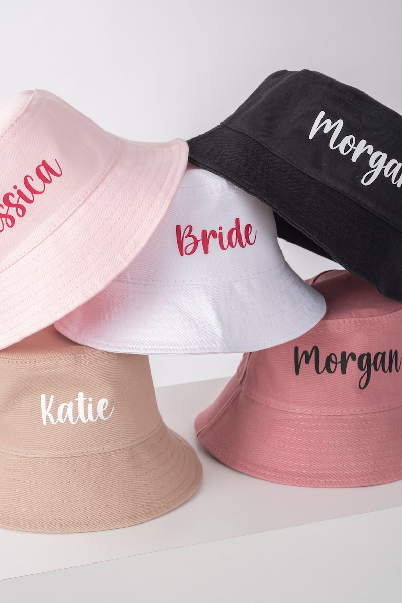 Custom Bucket Hat , Bridesmaid Gift for Wedding , Maid of Honor Favor image 3