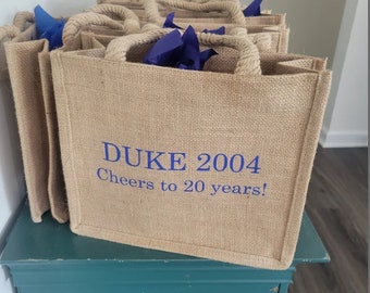 Personalized Beach Bags with Name or Logo , Bachelorette Party Gift For Women , Custom Burlap Tote Bag