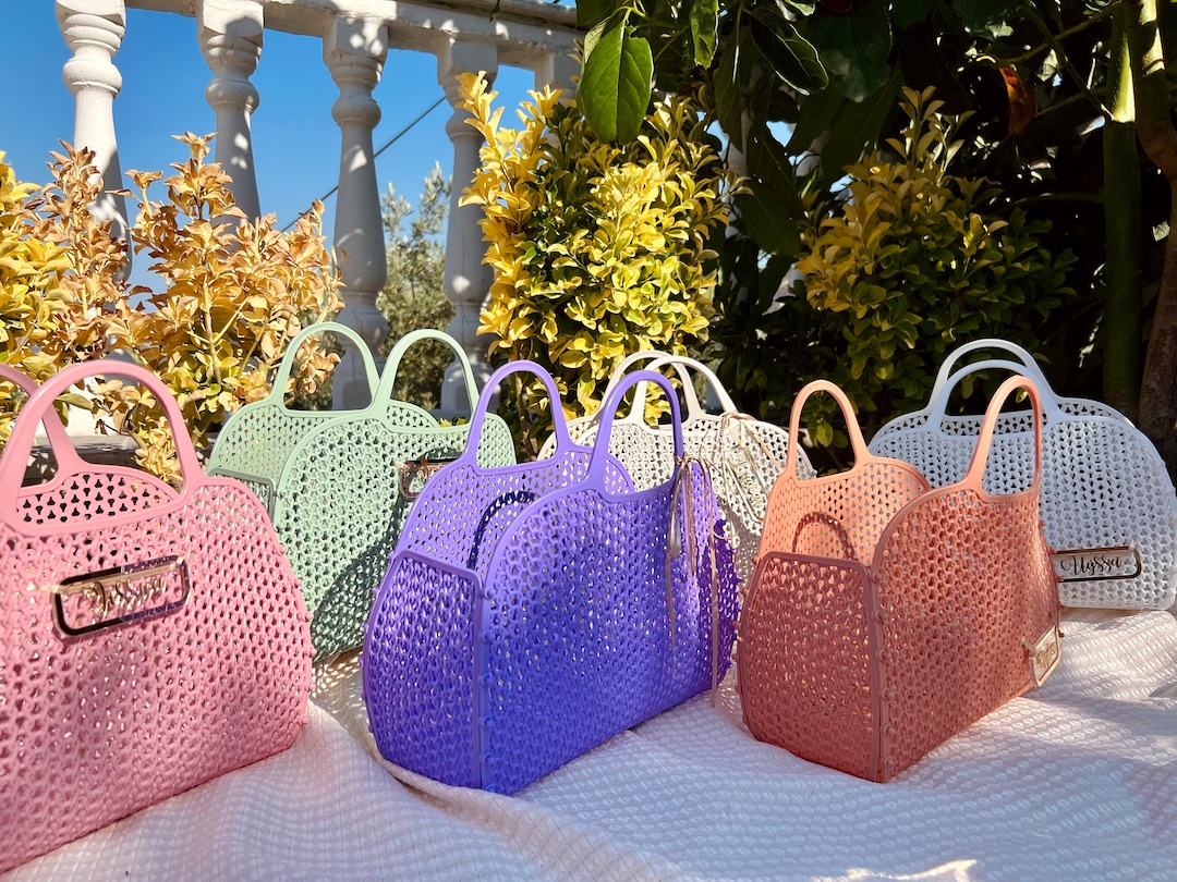 Custom Handmade Jelly Bag With Name Tag - Personalized Beach Tote Girls ...