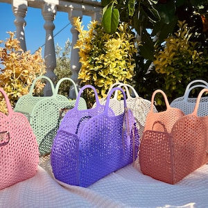 Custom Handmade Jelly Bag with Name Tag - Personalized Beach Tote Girls Birthday, Party, Bridesmaid Gifts, [BESTSELLER] of Stripesheep