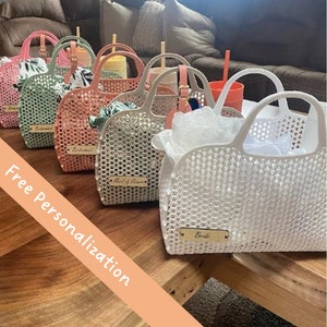 Personalisierte Strandtasche mit Namensschild - Personalisierte Strandtasche Mädchen Geburtstag, Party, Brautjungfer Geschenke, [BESTSELLER] von Stripesheep