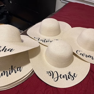 Custom Beach Hat | Personalized Straw Floppy Bridesmaid Hat | Bride Gift Floppy Sun Hat for Honeymoon | Bachelorette party | Bridesmaid Gift