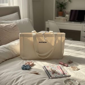 Personalized Embroidered Bridesmaid Tote Bag, Custom Name Canvas Tote, Wedding Weekend Bag, Bridal Party Gift image 11