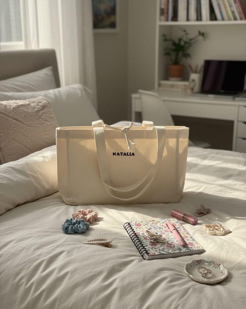 Personalized Embroidered Bridesmaid Tote Bag, Custom Name Canvas Tote, Wedding Weekend Bag, Bridal Party Gift image 11