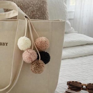 Handmade Pom Pom Bag Charm, Women's Keychain Accessory, Bridesmaid Proposal Gift