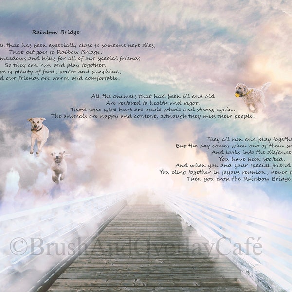 Rainbow Bridge Poem Pet Memorial Digital Backdrop/Background for Fur babies/Sympathy/Pet Loss