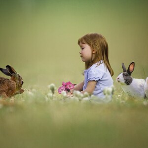 Three Bunnies Easter , Spring Digital Backdrop / Digital Background for Photography and Scrapbooking / Photoshop and PSE /Instant Download