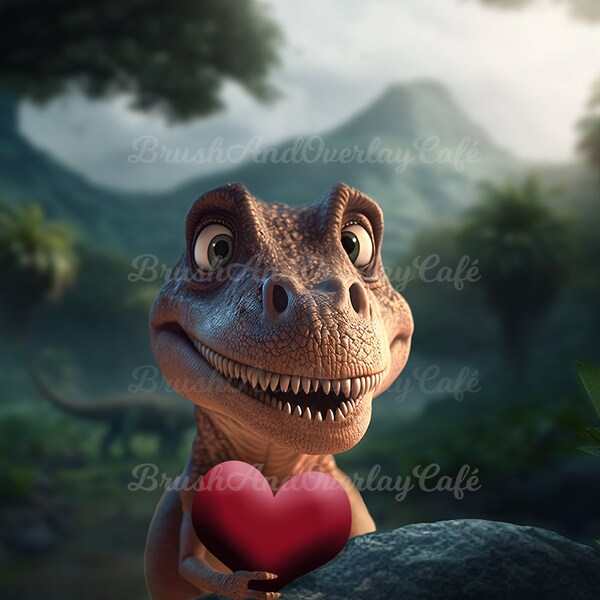 T-Rex Dinosaur Valentine's Day Digital Background/Valentine Backdrop