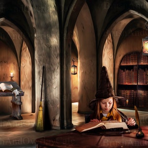 Digital Background for Photography/Digital Backdrop to Use in Photoshop/Wizard Castle Library Photography Prop/Digital Download/Gift Idea