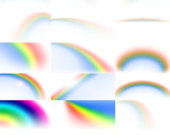 15 superposiciones de arcoíris PNG para Photoshop y Photoshop Elements (y otros programas basados en capas). PNG transparente para fotografía
