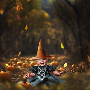 Halloween Digital Background For Kids/Pumpkin Patch Digital Backdrop for Photography/Layered PSD/Fall Background for Photoshop Composites