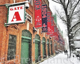 Yawkey Way at Fenway Park, Boston during snow - Boston Red Sox - FREE SHIPPING!