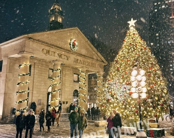 NEW! Boston Quincy Market Faneuil Hall Magic’s snow Christmas tree - FREE SHIPPING!