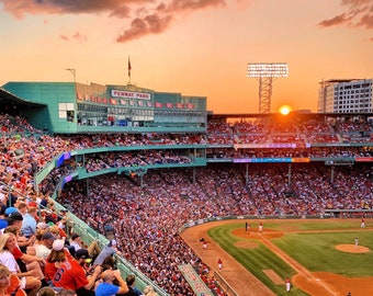 ¡NUEVO! Atardecer de verano sobre Fenway Park - Boston Red Sox - Horizonte de Boston en Back Bay - Kenmore Square Big Papi Green Monster - ¡ENVÍO GRATIS!