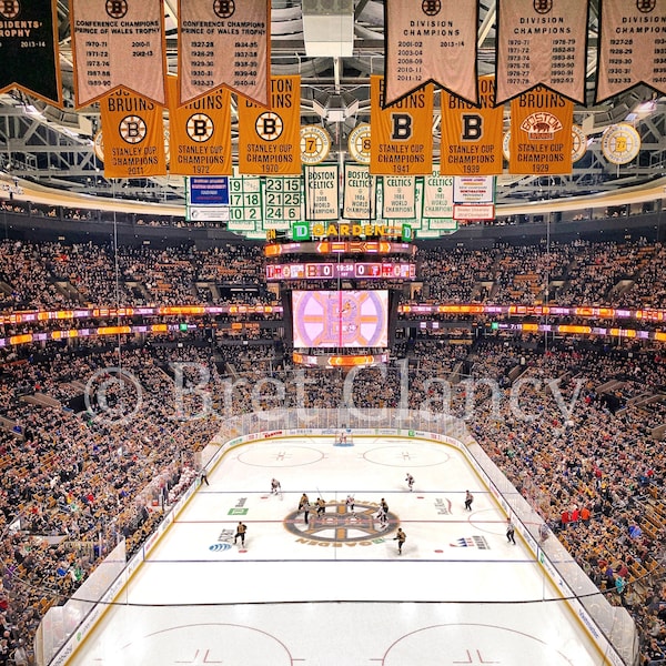Boston Bruins faceoff at TD Garden - Perfect view of Boston Garden - Boston sports - Bobby Orr Rask Chara - Nhl Hockey - FREE SHIPPING!