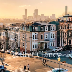 NEW! South Boston view of Boston skyline at sunset from Dorchester Heights Thomas Park - Southie - American Revolution Capo - FREE SHIPPING!