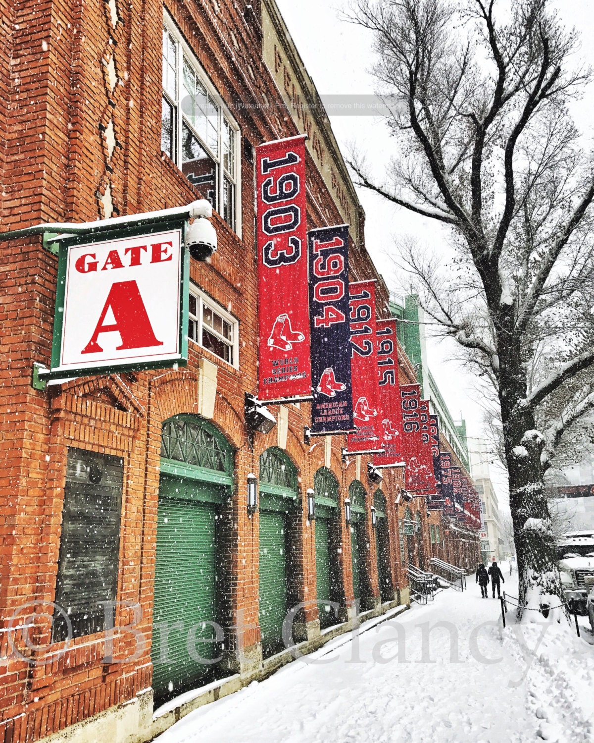 Yawkey Way at Fenway Park, Boston during snow - Boston Red Sox - FREE  SHIPPING!