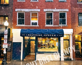 NEW! Neptune Oyster Boston North End - New England seafood restaurant storefront - FREE SHIPPING!